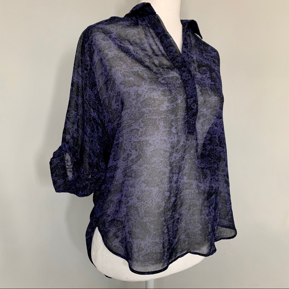 Sheer Blue Snake Print Top